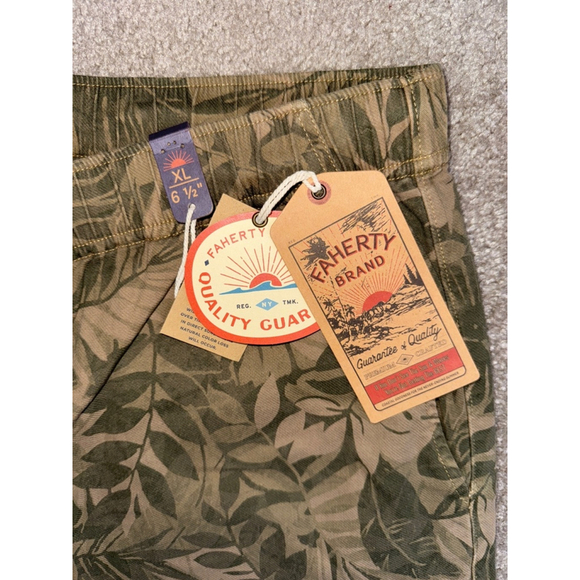 NWT Faherty‎ Essential Drawstring Olive Green Jungle Tropical Shorts Men's XL - Picture 5 of 6